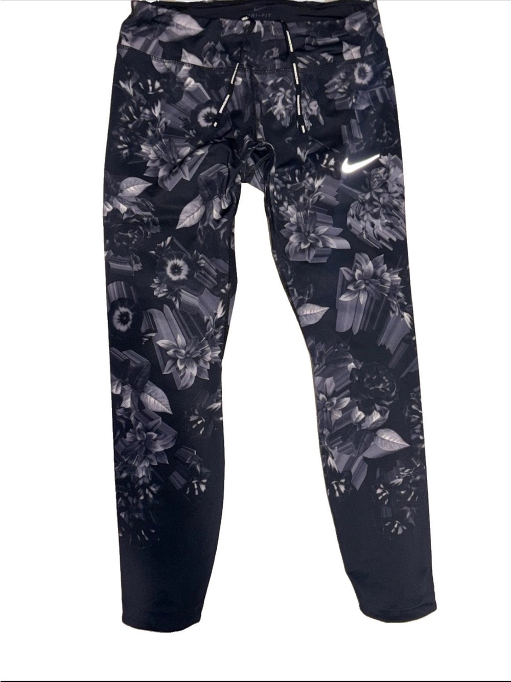 Nike Epic Lux Dri- fit Floral Print Legging Womens SZ.S Black Gray AH8174-010